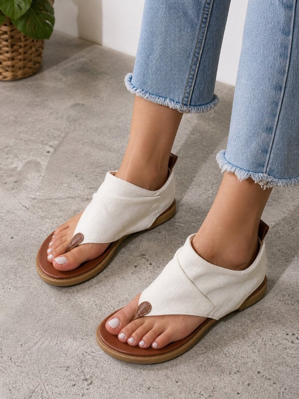 Worn Once - MIA Sandals - Size 8.5M | Cream & Brown Canvas
